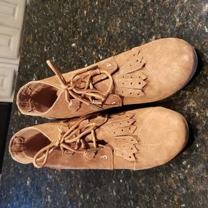 TOMS Rawhide Brown Suede Kiltie Desert Wedges